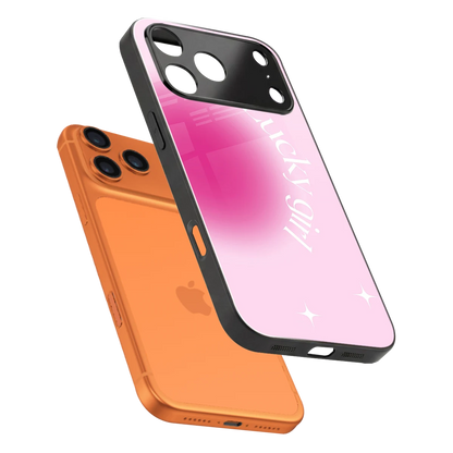 Lucky Girl Aesthetic sleek iphone 17 pro cover with tempered glass back and TPU edges