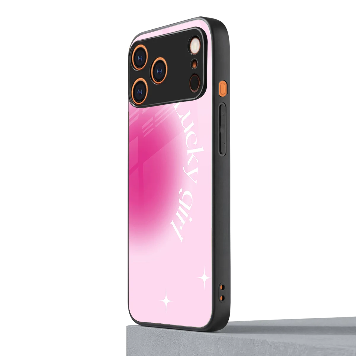 Lucky Girl Aesthetic iphone 17 pro mobile cover | shockproof glass phone case