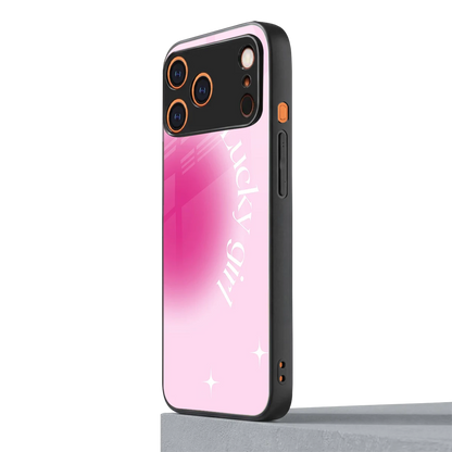 Lucky Girl Aesthetic iphone 17 pro mobile cover | shockproof glass phone case