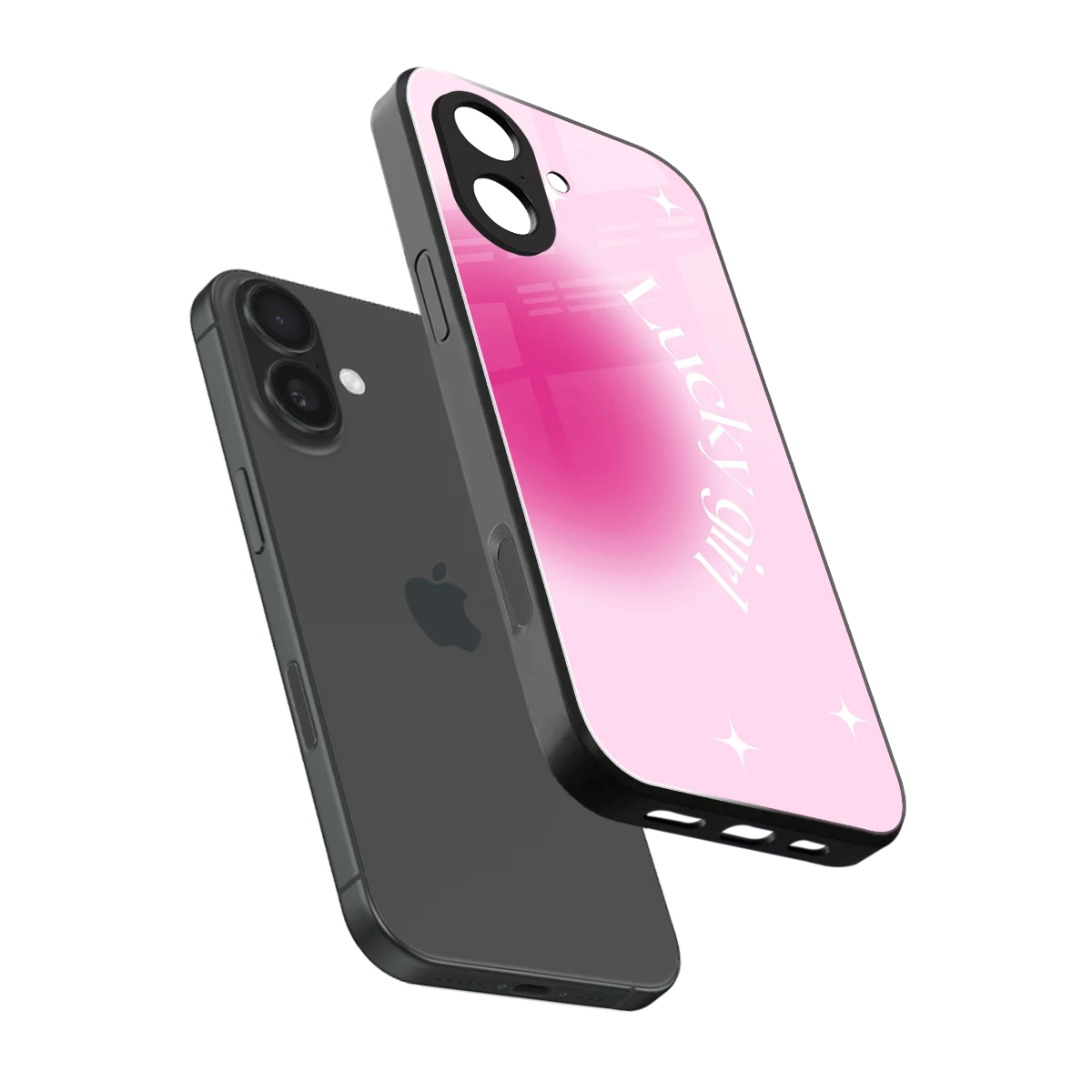 Lucky Girl Aesthetic sleek iphone 17 cover with tempered glass back and TPU edges