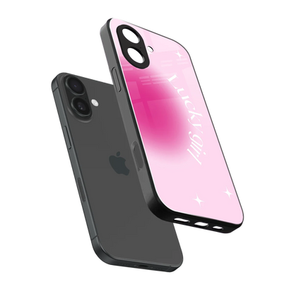 Lucky Girl Aesthetic sleek iphone 17 cover with tempered glass back and TPU edges