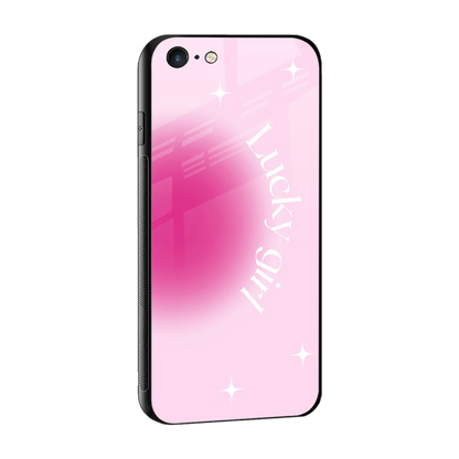Lucky Girl Aesthetic sleek iphone 6 cover with tempered glass back and TPU edges
