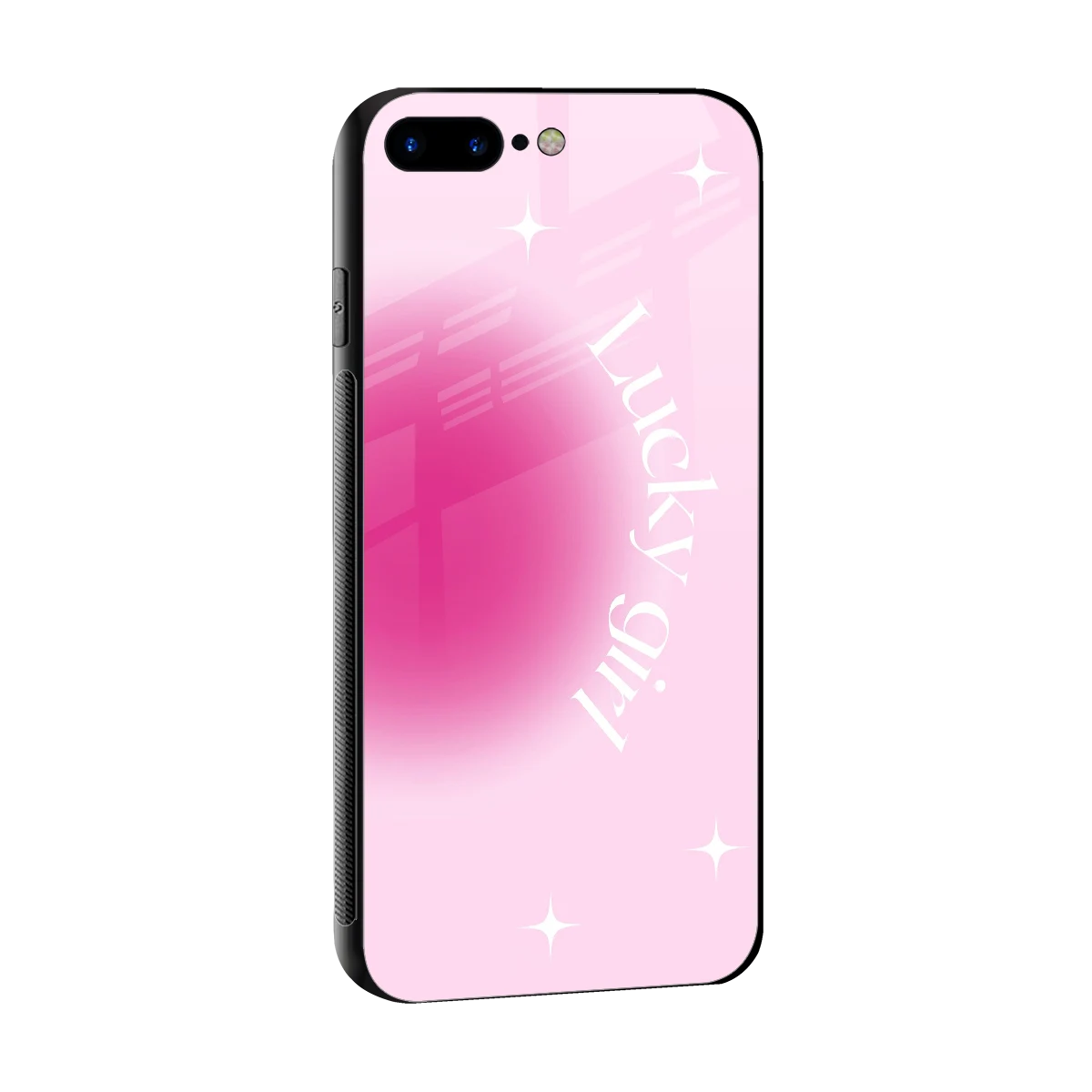 Lucky Girl Aesthetic sleek iphone 8 plus cover with tempered glass back and TPU edges