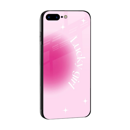 Lucky Girl Aesthetic sleek iphone 8 plus cover with tempered glass back and TPU edges