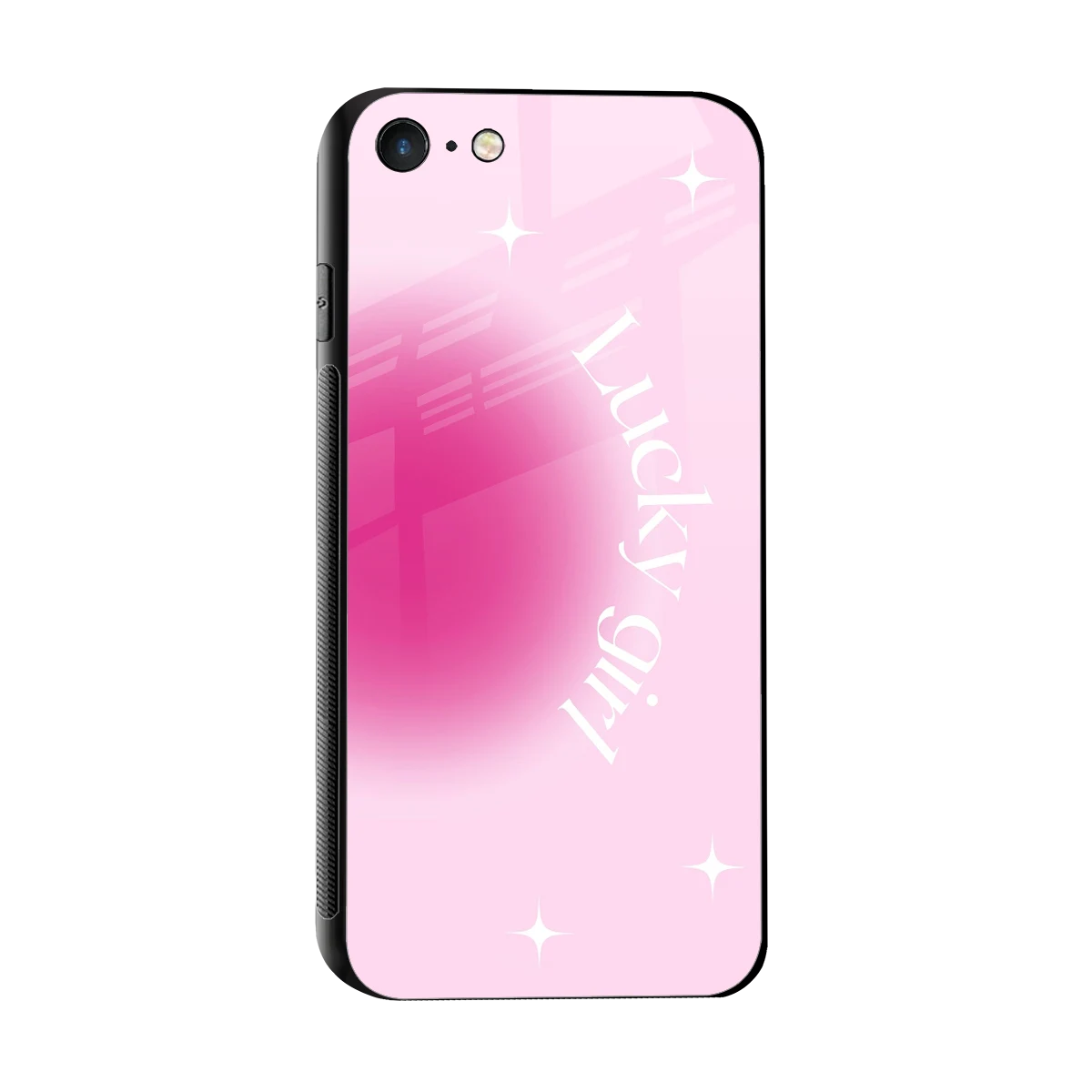 Lucky Girl Aesthetic sleek iphone 7 cover with tempered glass back and TPU edges