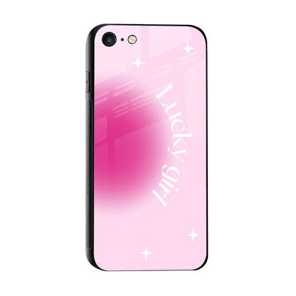 Lucky Girl Aesthetic sleek iphone 7 cover with tempered glass back and TPU edges