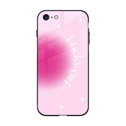 Lucky Girl Aesthetic back phone cover | glass case for iphone 7