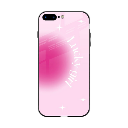 Lucky Girl Aesthetic back phone cover | glass case for iphone 8 plus