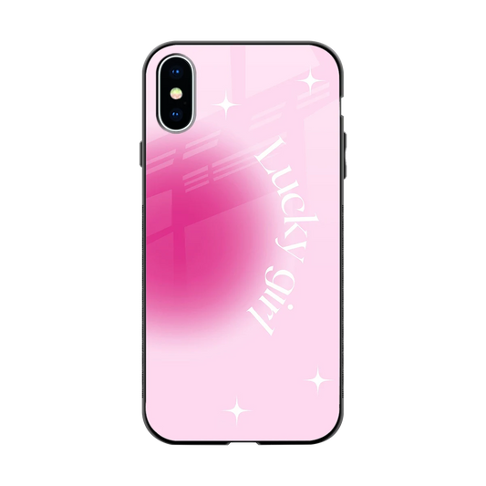 Lucky Girl Aesthetic back phone cover | glass case for iphone xs