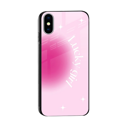 Lucky Girl Aesthetic sleek iphone x cover with tempered glass back and TPU edges