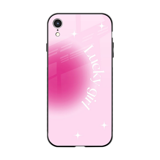 Lucky Girl Aesthetic back phone cover | glass case for iphone xr