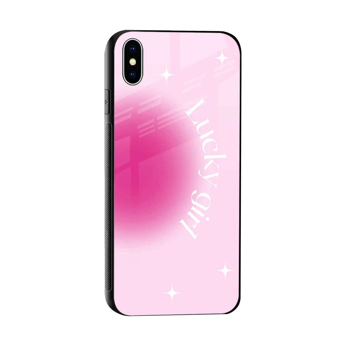 Lucky Girl Aesthetic sleek iphone xs max cover with tempered glass back and TPU edges