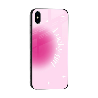 Lucky Girl Aesthetic sleek iphone xs max cover with tempered glass back and TPU edges