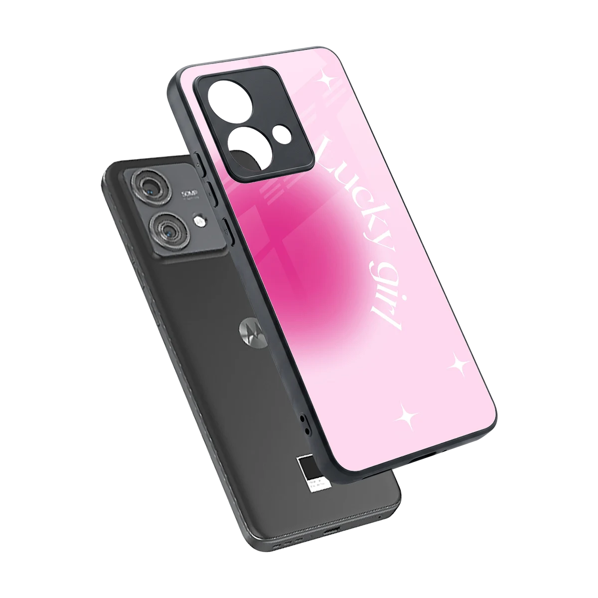 Lucky Girl Aesthetic sleek motorola edge 40 neo 5g cover with tempered glass back and TPU edges