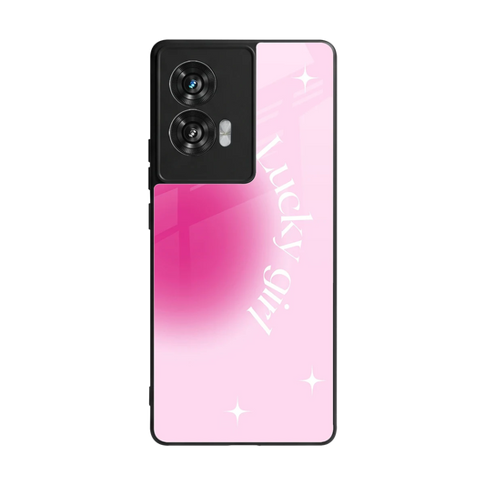 Lucky Girl Aesthetic back phone cover | glass case for motorola edge 50 fusion