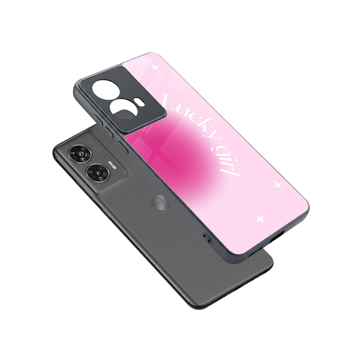 Lucky Girl Aesthetic sleek motorola edge 50 fusion cover with tempered glass back and TPU edges