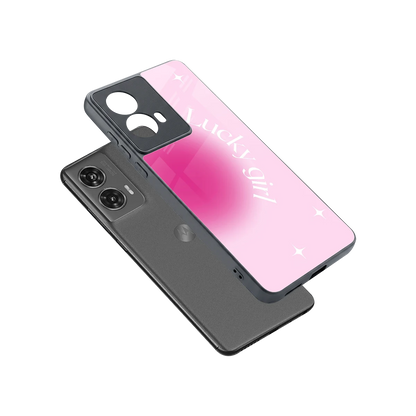 Lucky Girl Aesthetic sleek motorola edge 50 fusion cover with tempered glass back and TPU edges
