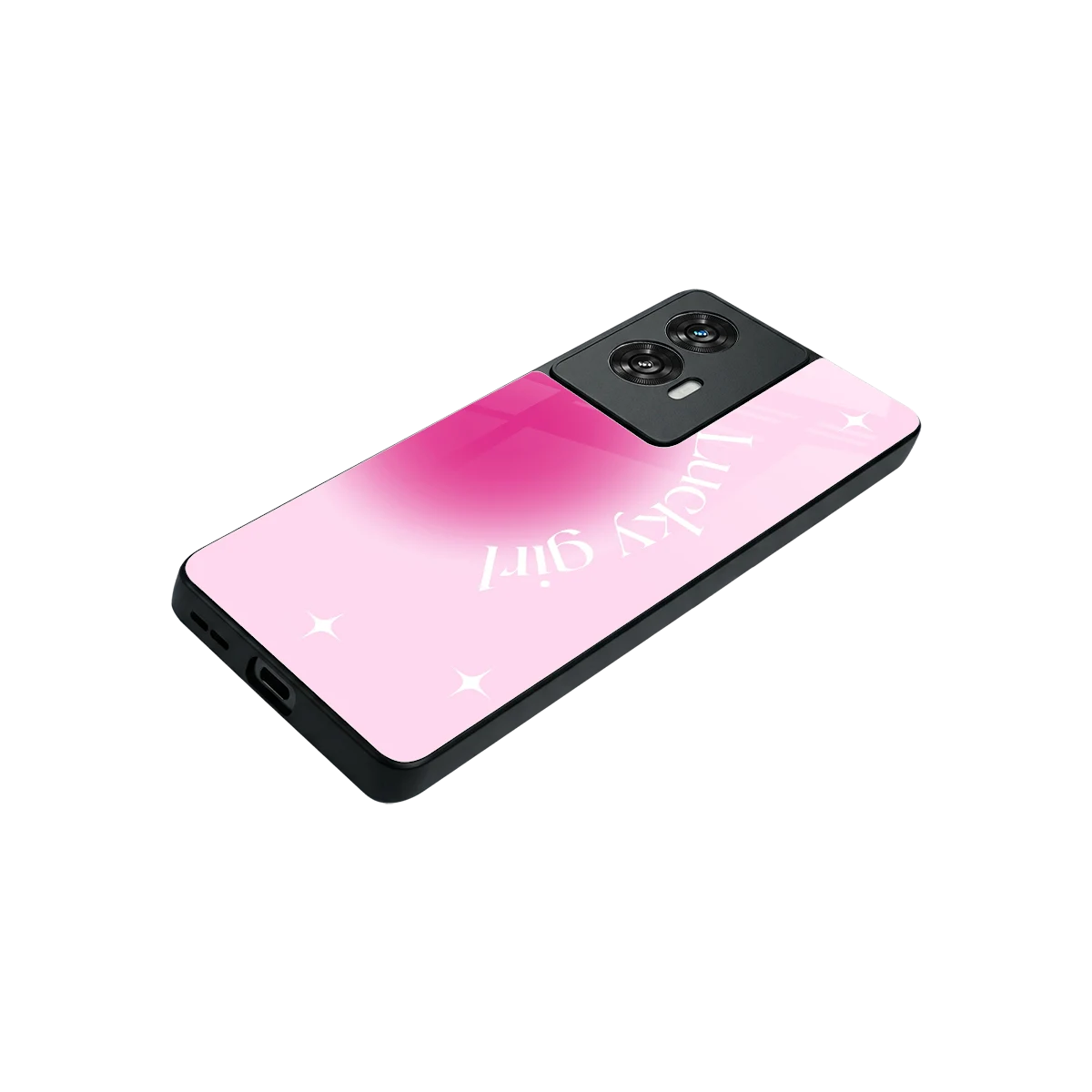Lucky Girl Aesthetic stylish phone case for motorola edge 50 fusion | glossy glass and slim fit