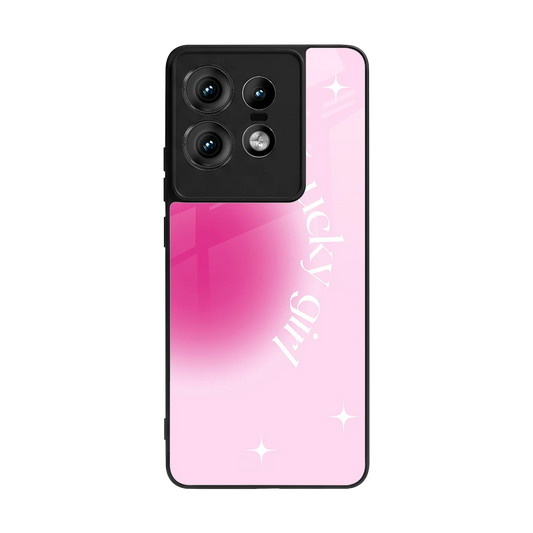 Lucky Girl Aesthetic back phone cover | glass case for motorola edge 50 pro