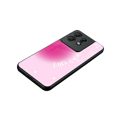 Lucky Girl Aesthetic stylish phone case for motorola edge 50 pro | glossy glass and slim fit