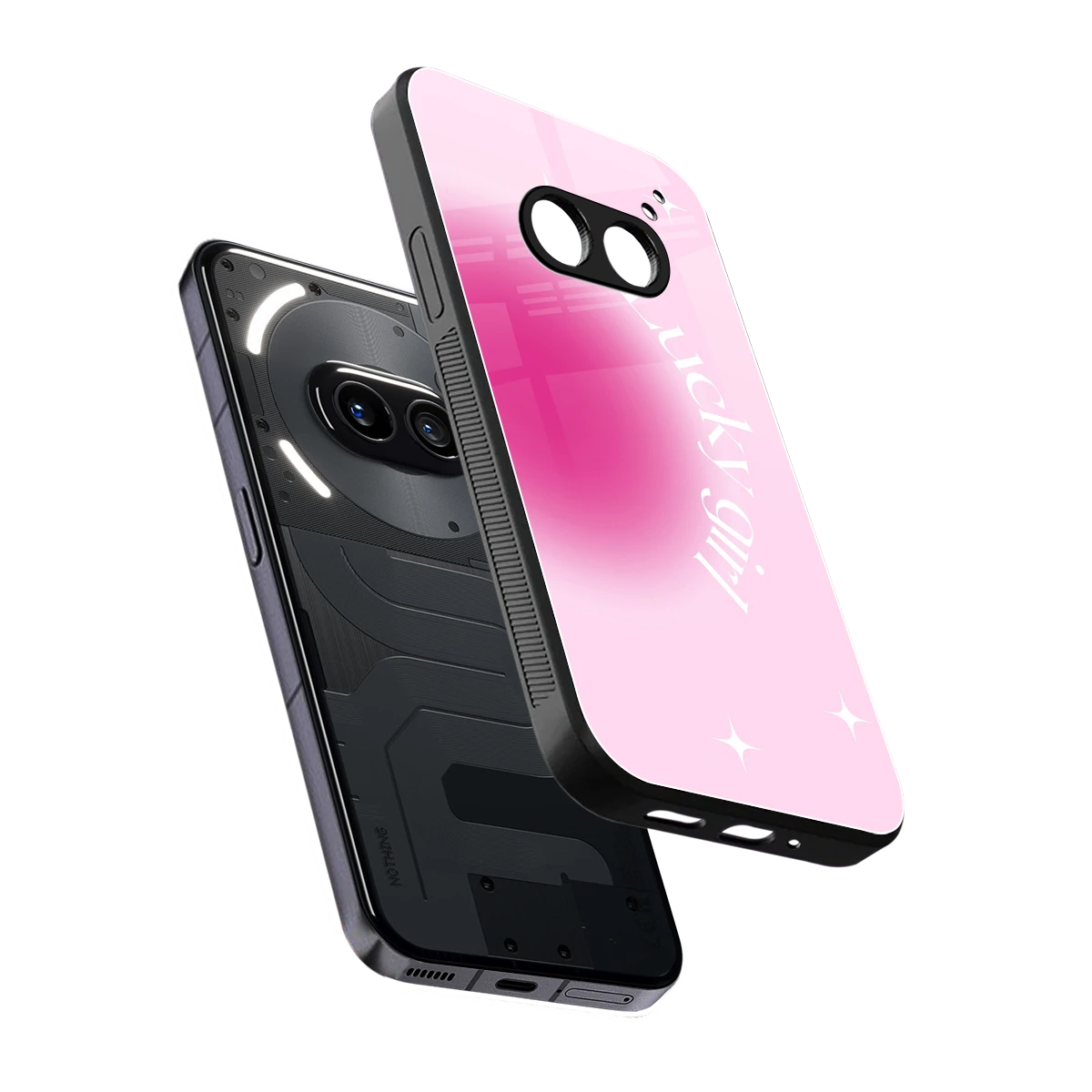 Lucky Girl Aesthetic sleek nothing phone 2a plus cover with tempered glass back and TPU edges