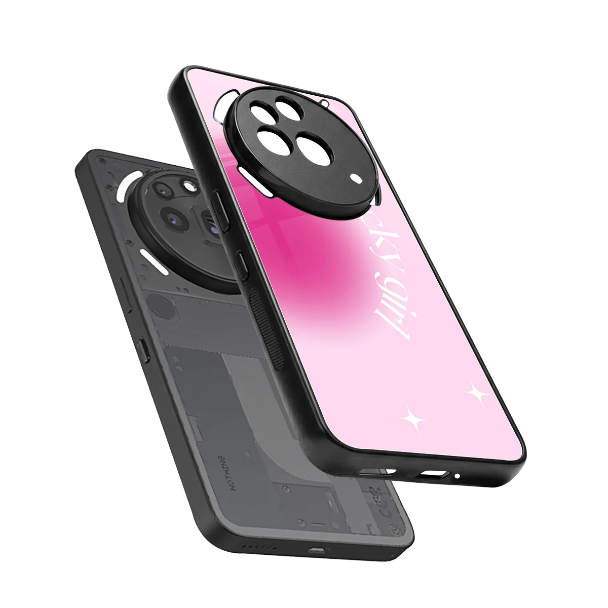 Lucky Girl Aesthetic sleek nothing phone 3a pro cover with tempered glass back and TPU edges