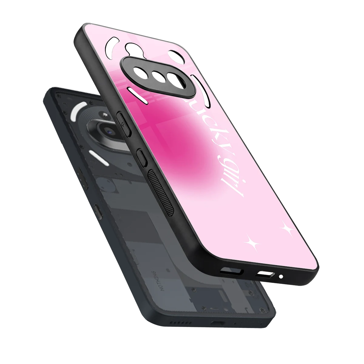 Lucky Girl Aesthetic sleek nothing phone 3a cover with tempered glass back and TPU edges