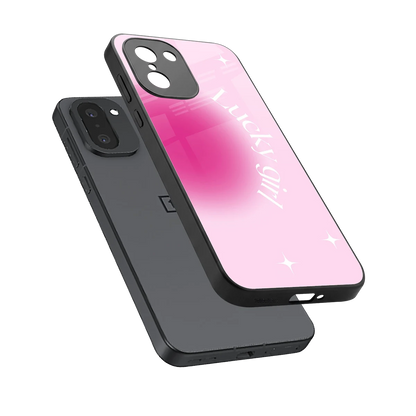 Lucky Girl Aesthetic sleek oneplus 15r cover with tempered glass back and TPU edges