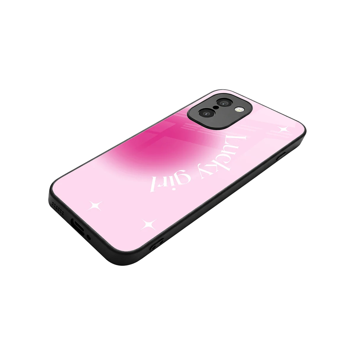 Lucky Girl Aesthetic stylish phone case for oneplus 15r | glossy glass and slim fit