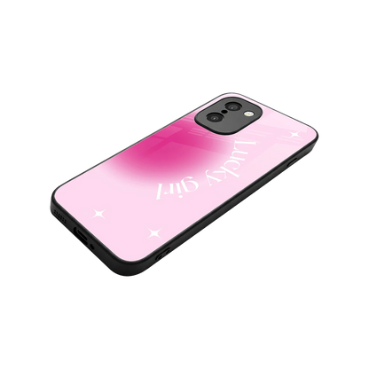 Lucky Girl Aesthetic stylish phone case for oneplus 15r | glossy glass and slim fit