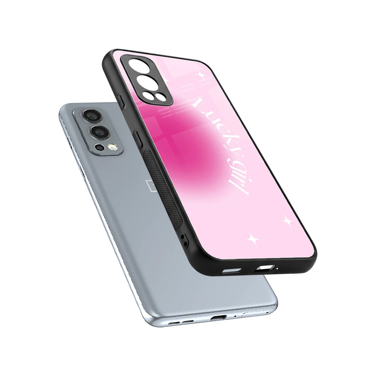 Lucky Girl Aesthetic sleek oneplus nord 2 cover with tempered glass back and TPU edges