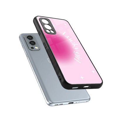 Lucky Girl Aesthetic sleek oneplus nord 2 cover with tempered glass back and TPU edges