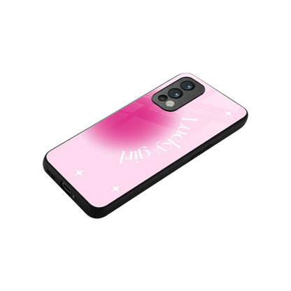 Lucky Girl Aesthetic stylish phone case for oneplus nord 2 | glossy glass and slim fit