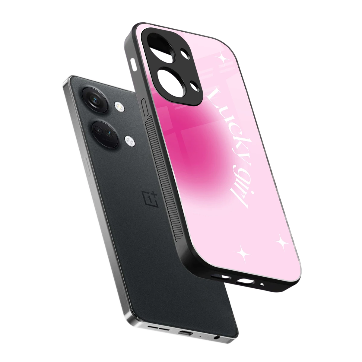 Lucky Girl Aesthetic sleek oneplus nord 3 cover with tempered glass back and TPU edges