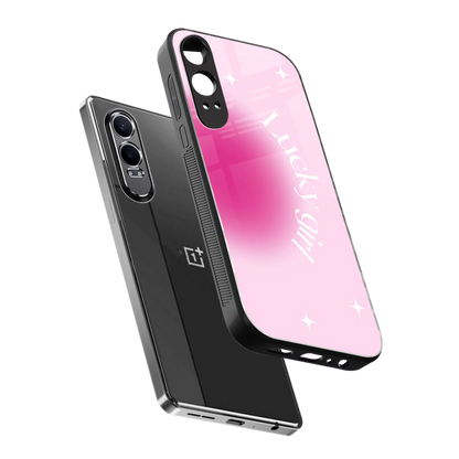 Lucky Girl Aesthetic sleek oneplus nord ce 4 lite cover with tempered glass back and TPU edges