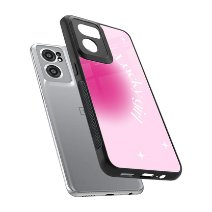 Lucky Girl Aesthetic sleek oneplus nord ce 2 cover with tempered glass back and TPU edges
