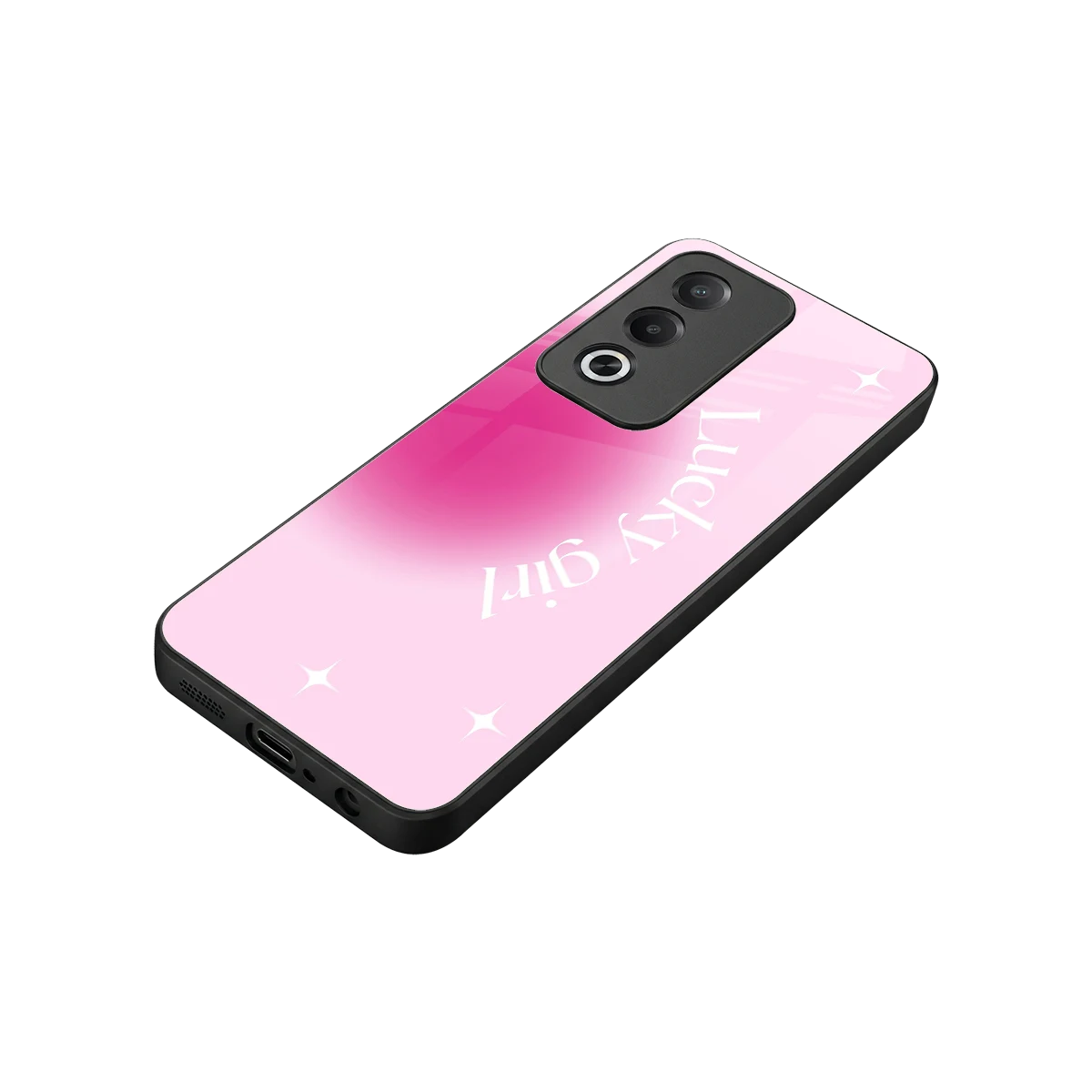 Lucky Girl Aesthetic stylish phone case for oppo a3 pro | glossy glass and slim fit