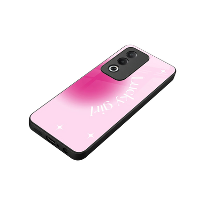 Lucky Girl Aesthetic stylish phone case for oppo a3 pro | glossy glass and slim fit