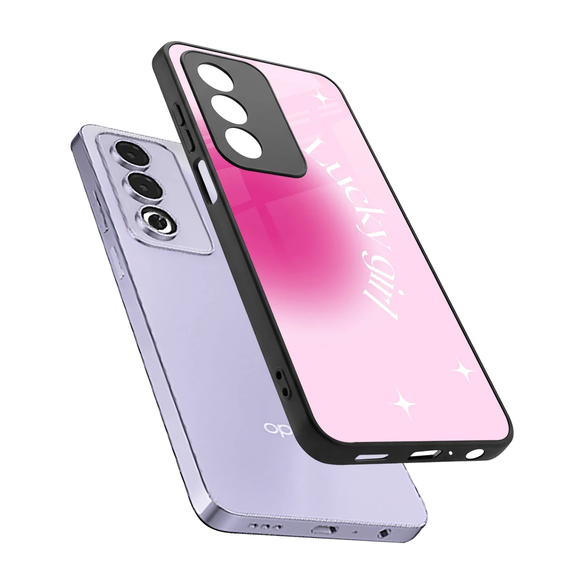 Lucky Girl Aesthetic sleek oppo a3 pro cover with tempered glass back and TPU edges