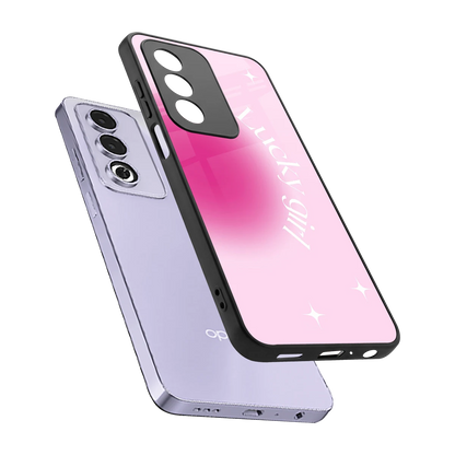 Lucky Girl Aesthetic sleek oppo a3 pro cover with tempered glass back and TPU edges
