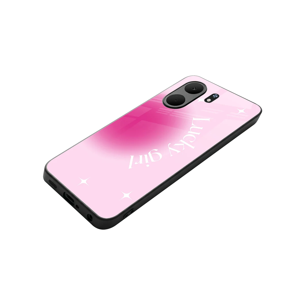 Lucky Girl Aesthetic stylish phone case for oppo a5x 5g | glossy glass and slim fit