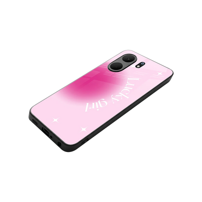 Lucky Girl Aesthetic stylish phone case for oppo a5x 5g | glossy glass and slim fit