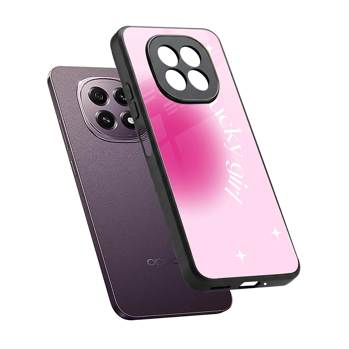 Lucky Girl Aesthetic sleek oppo f29 5g cover with tempered glass back and TPU edges