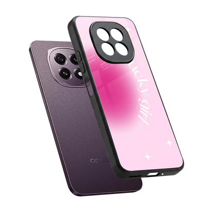 Lucky Girl Aesthetic sleek oppo f29 5g cover with tempered glass back and TPU edges