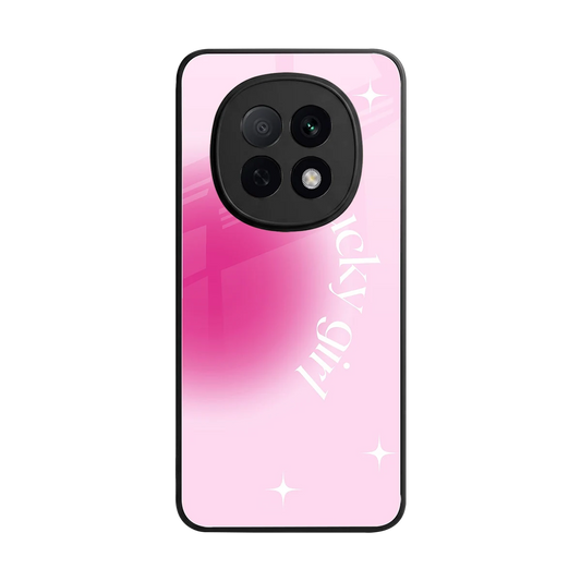 Lucky Girl Aesthetic back phone cover | glass case for oppo f29 pro 5g