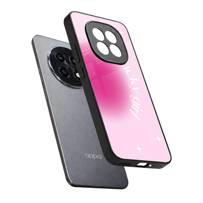 Lucky Girl Aesthetic sleek oppo f29 pro 5g cover with tempered glass back and TPU edges