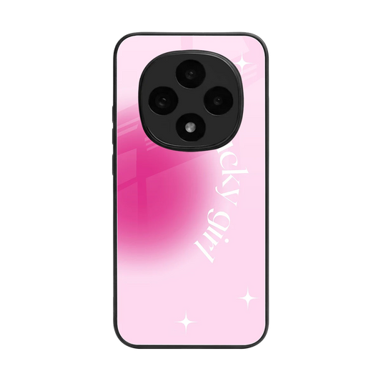Lucky Girl Aesthetic back phone cover | glass case for oppo f31 pro 5g