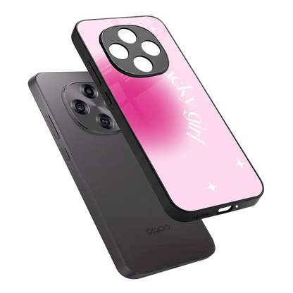 Lucky Girl Aesthetic sleek oppo f31 pro 5g cover with tempered glass back and TPU edges