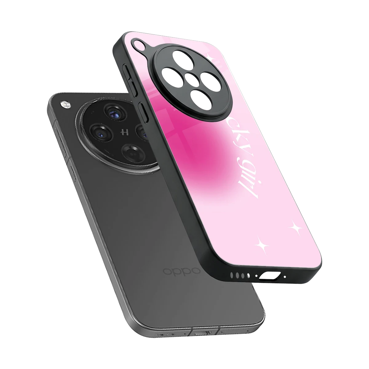 Lucky Girl Aesthetic sleek oppo find x8 cover with tempered glass back and TPU edges
