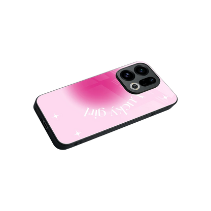 Lucky Girl Aesthetic stylish phone case for oppo find x9 | glossy glass and slim fit